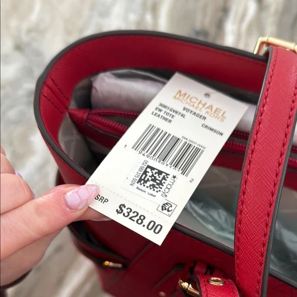 NWT Michael Kors Red Tote Bag - Picture 2 of 7